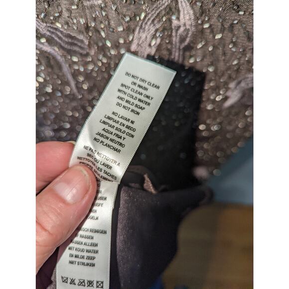 Aidan Mattox Beaded Embroidered Formal Gown Espresso Brown Long Sleeve New 4 - Picture 8 of 14